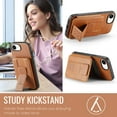 thumbnail image 6 of for iPhone 16e Wallet Case with RFID Blocking Credit Card Holder,PU Leather Folio Flip Kickstand Handle Wrist Strap Shockproof Cover Women Men for iPhone 16e Phone Case,Brown, 6 of 9