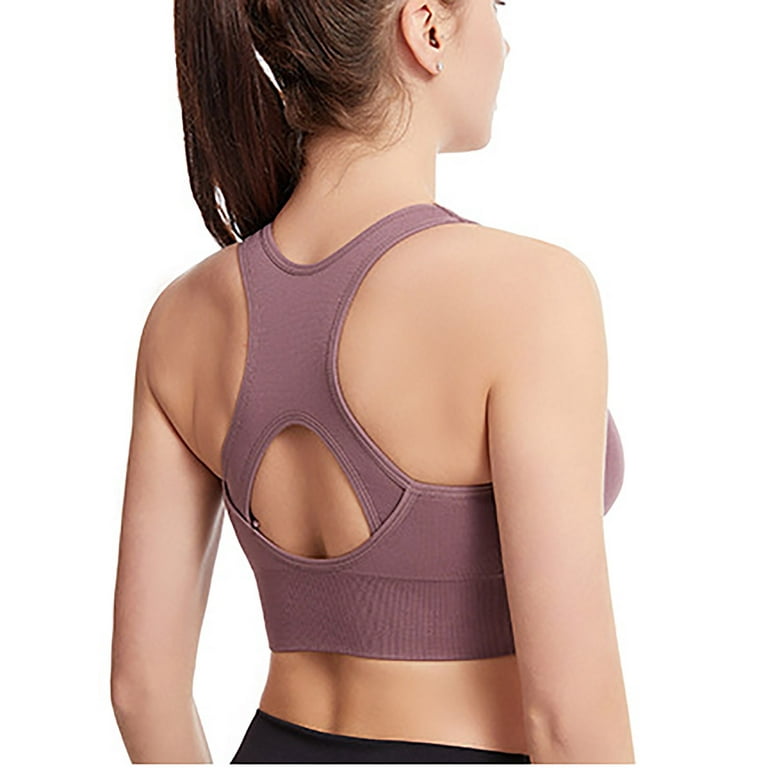 absuyy Sports Bras for Women Breathable Plus Size Gathering Classic Front  Zipper Wirefree Without Steel Ring Yoga Bra Purple Size XL 