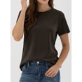 thumbnail image 3 of ANRABESS Summer T Shirts for Women, Round Neck Short Sleeve Tops for Women 2026 WrinkleFree Comfy Tshirt Basic Tee Casual Workout Tops Vacation Outfits Dark Brown S, 3 of 11