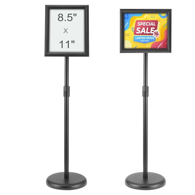 Soporte para letreros con pedestal VEVOR, 8,5 x 11 pulgadas, ajustable, negro