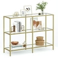 thumbnail image 3 of VASAGLE 39.4''Console Sofa Table with 3 Shelves, Entryway Table with Tempered Glass Shelf, Gold Color，Metal Frame, 3 of 5