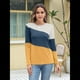thumbnail image 5 of Blusas de Bloque de Color para Mujer, Estilo Túnica Informal de Larga con Cuello Redondo, Tipo Jersey. Amarillo Gris S, 5 of 8