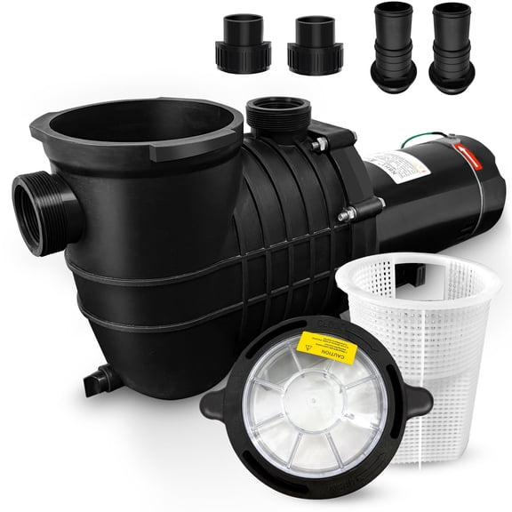 1.5 HP Pool Pump 6498 GPH Self Priming Inground/Above Ground Swimming Pool Pump, Dual Voltage 115V/230V Single Speed Pump with Strainer Basket