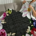thumbnail image 4 of Creowell Floral Wreath Feminist Art Cross Stitch Flannel Blanket 30x40in, 4 of 7