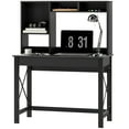 thumbnail image 1 of HOMCOM Computer Desk with Hutch, Home Office Table with Storage Shelves and Open Compartments for Writing, Work, Black, 1 of 7