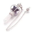 thumbnail image 2 of Natural Gemstone Dowsing Pendulums with Platinum Tone Brass Findings Merkaba Star 257mm Hole: 2mm, 2 of 3