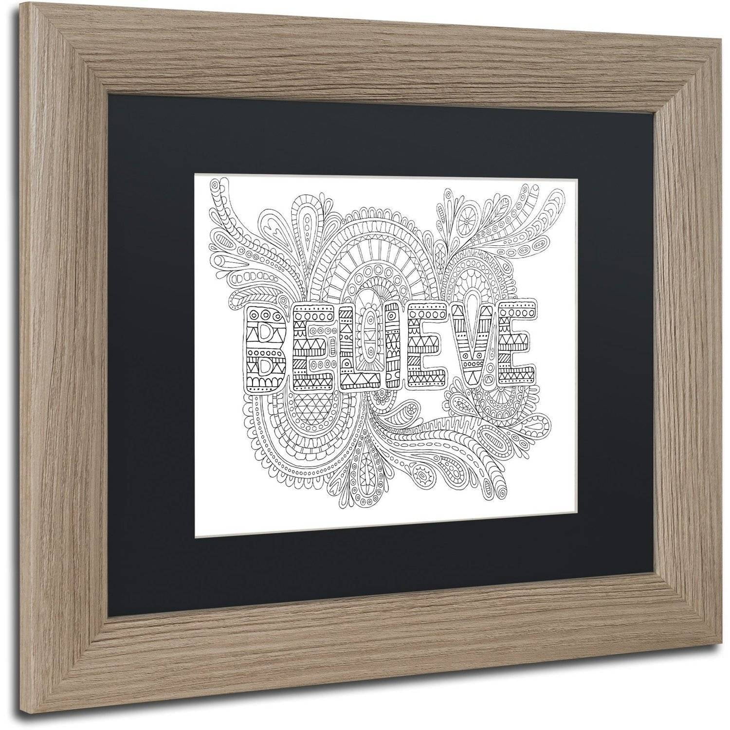 Trademark Fine Art "Letters and Words 8" Canvas Art by Hello Angel, Black Matte, Birch Frame