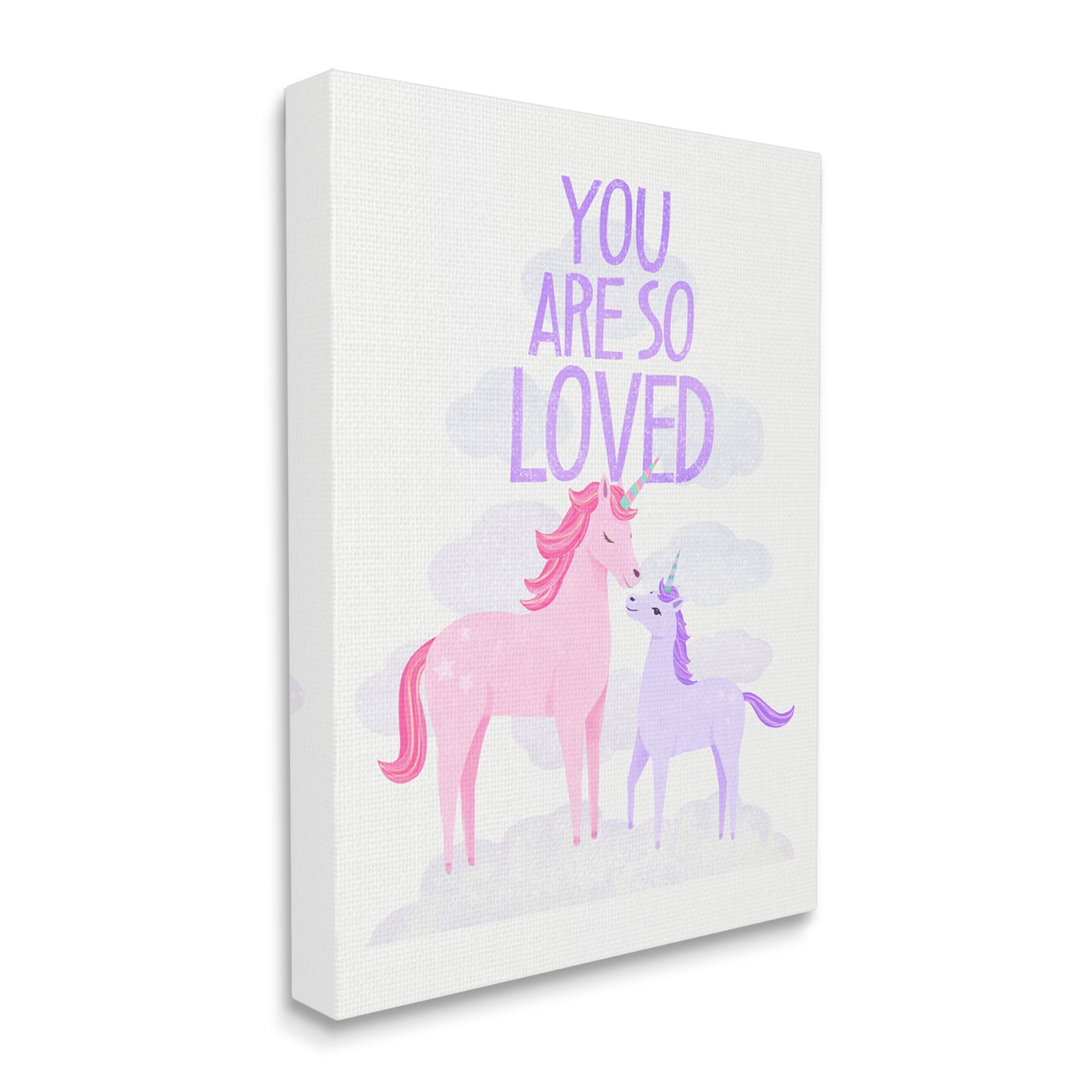 Stupell Industries Pink & Purple Unicorns Fairy Tales & Fantasy Painting Gallery Wrapped Canvas Print Wall Art, 30 x 40