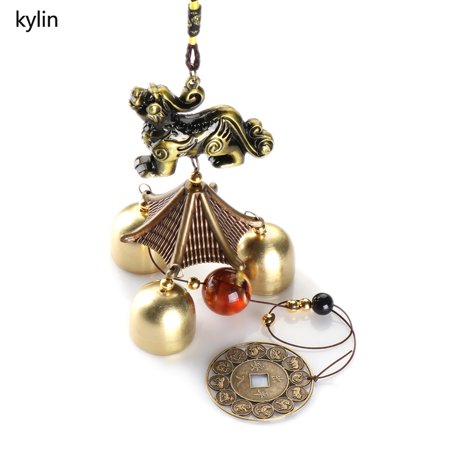 Chinese Style Peacock Kylin Tower Outdoor Garden Yard Balcony Window Retro Metal Wind Chime Lucky Charms Elephant Fishes Hanging Ornament KYLIN