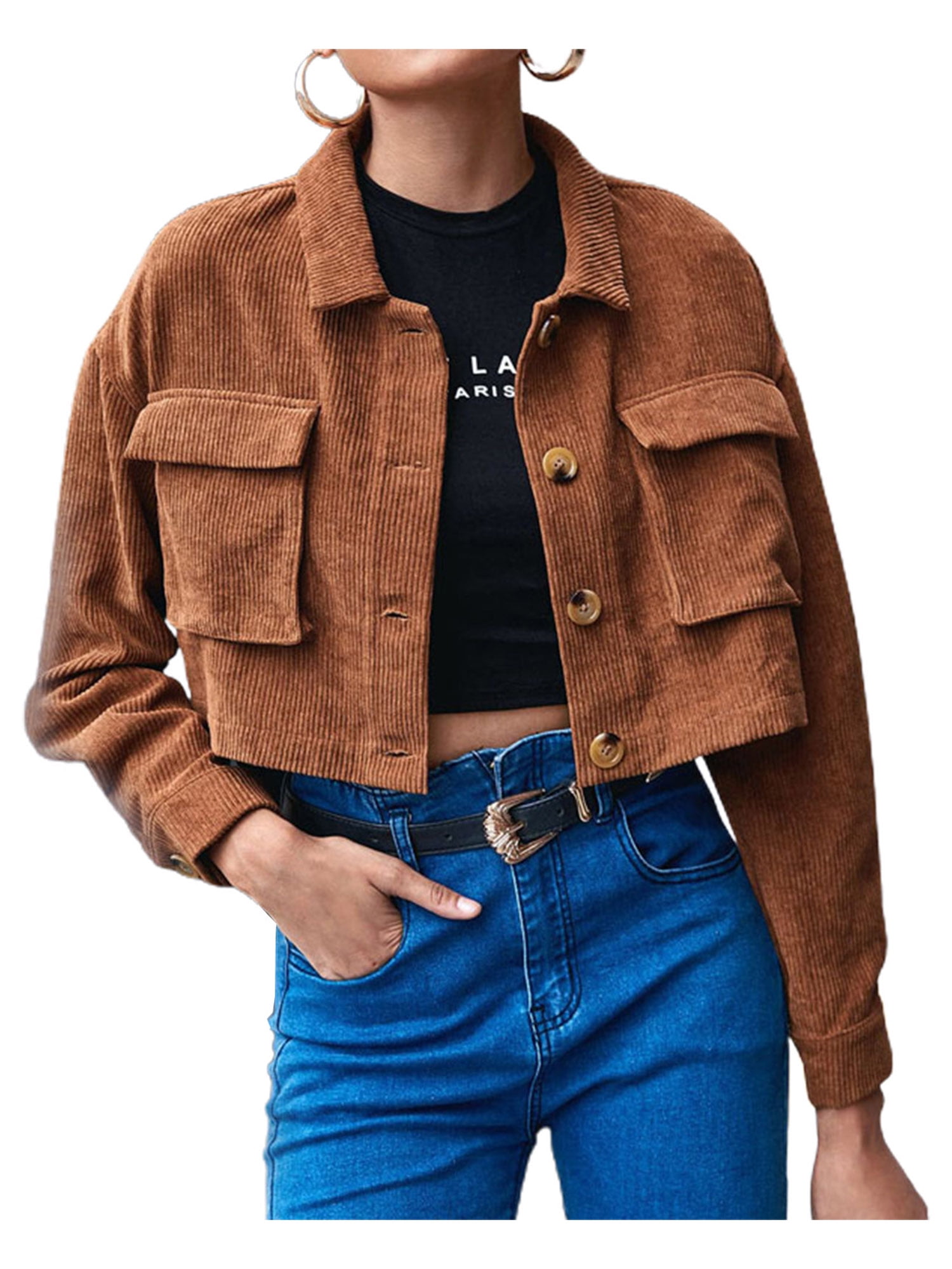 Female Shirt Ribbed Corduroy Jacket 