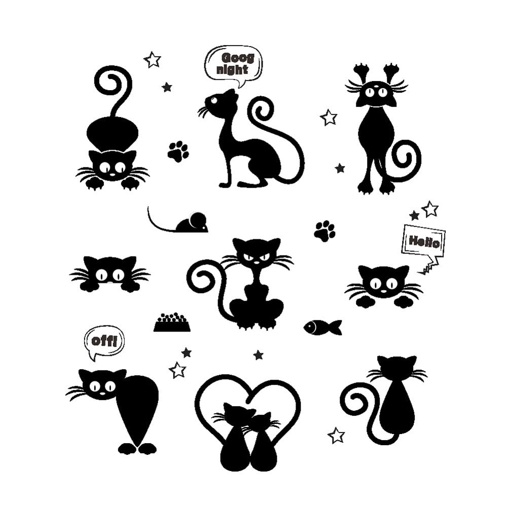 Cat Lovely Black Cartoon Creative Switch Wall Sticker Vinyl Decal Home Decor-Hot 