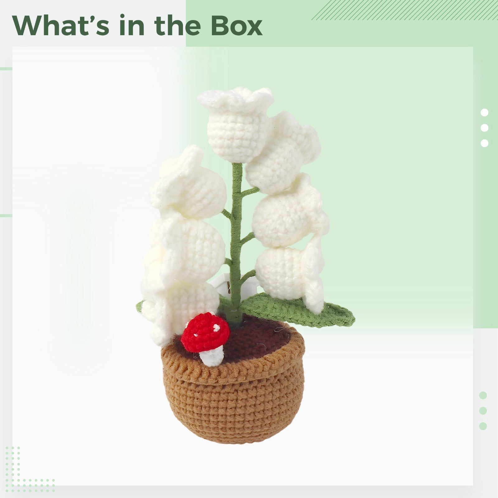 Lily of the Valley Flower Desk Lamp, Crocheted Night Light, Handmade Potted Floral Decor, Artificial Blossom Arrangement, Elegant Tabletop Accent Gift
