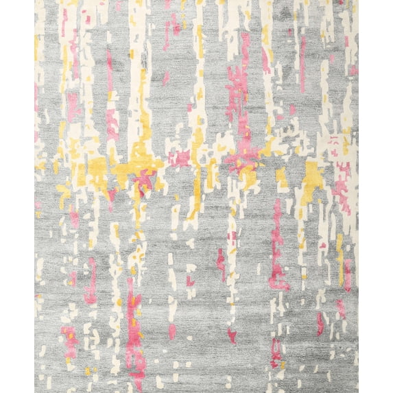 Ahgly Company Indoor Rectangle Contemporary Tan Brown Gold Abstract Area Rugs, 8' x 10'