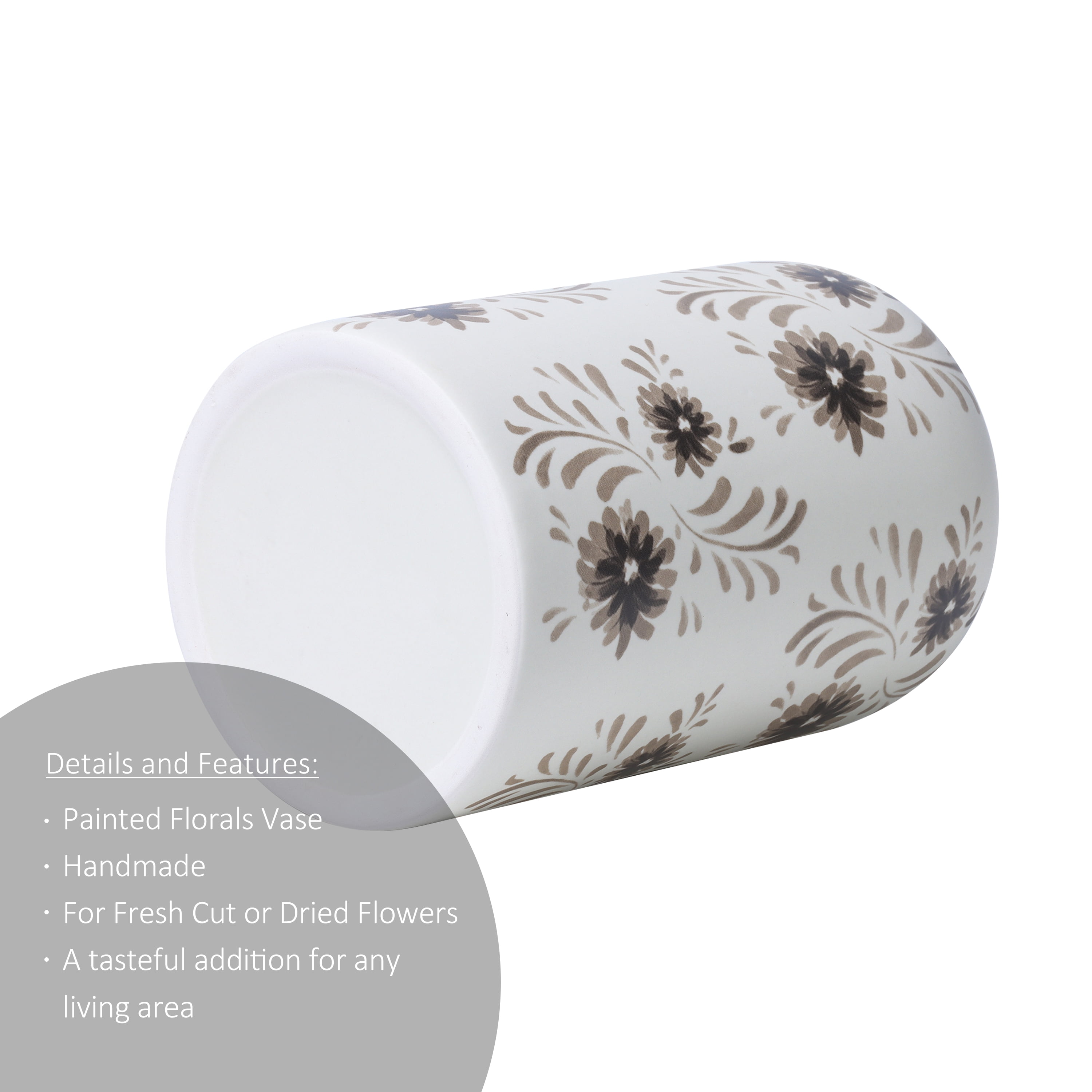 Mainstays By Becky G. & Alejandra Tall 7.6" White Flower Decorative Ceramic Vase