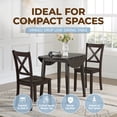 thumbnail image 6 of ROME + OAK Drop Leaf Table with Set of 2 X-Back Chairs, Wooden Dining Set, Dark Brown, 6 of 10
