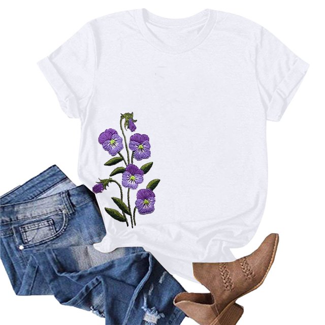 Fiudx Tops para Mujer Tops con Estampado de Moda para Mujer, Blusa de Manga Corta, Camisetas Divertidas con Cuello Redondo
