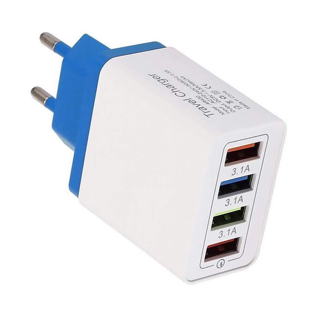 Peggybuy Portable 4 Ports USB Color Travel Charger Fast Charging Charger EU Plug Adapter