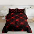thumbnail image 2 of Manfei Abstract Plaid Grid 3-Piece Full Size Comforter Sets for Boys Men Teens,Geometric Checkered Bedding Comforter Set,Black Red Lightweight Bedding Sets,Breathable Home Decor,Reversible, 2 of 8