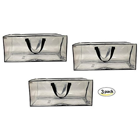 Earthwise Clear Storage Bags Extra Large Heavy Duty Transpa Totes W Zipper Closure Reusable Backpack Carrying Handles Compatible With Ikea