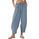 thumbnail image 1 of Pantalones harem casuales con cintura elástica y cordón para mujer - Poliéster, tallas grandes, 1 of 6