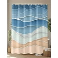 thumbnail image 4 of Fsddascl Blue Shower Curtain Set - Long 72" x 84" Bathtub Curtain with 12 Hooks, Ocean Wave Stripes Modern Abstract Beach Geometric Waterproof Fabric Stall Shower Curtains for Bathroom/Bathtub, 4 of 6