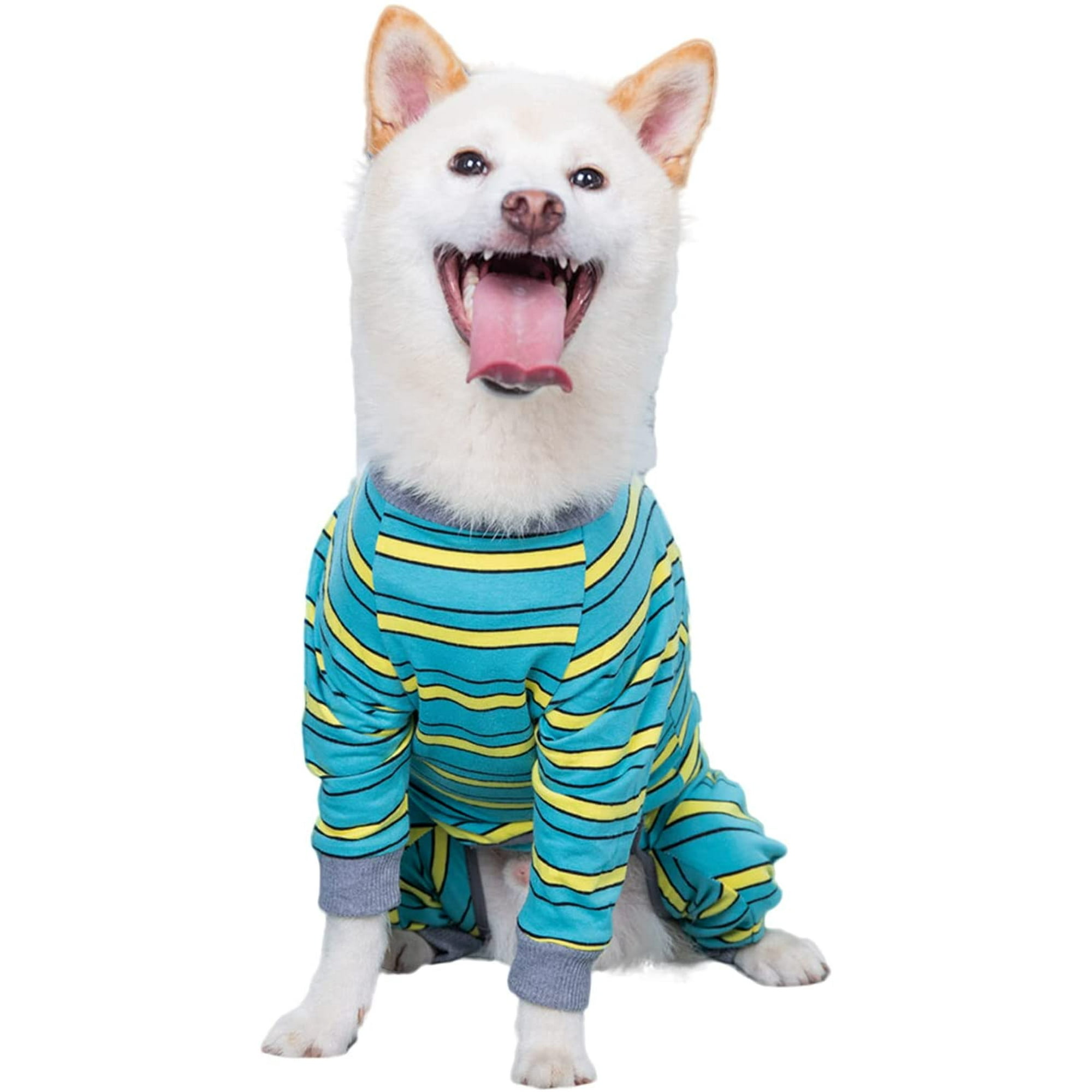 Recovery Suit for Dogs Cats Striped Dog Recovery Onesie Full Coverage Dog Bodysuit Long Sleeve 4 Legs Pajamas for Medium Large Dogs Walmart