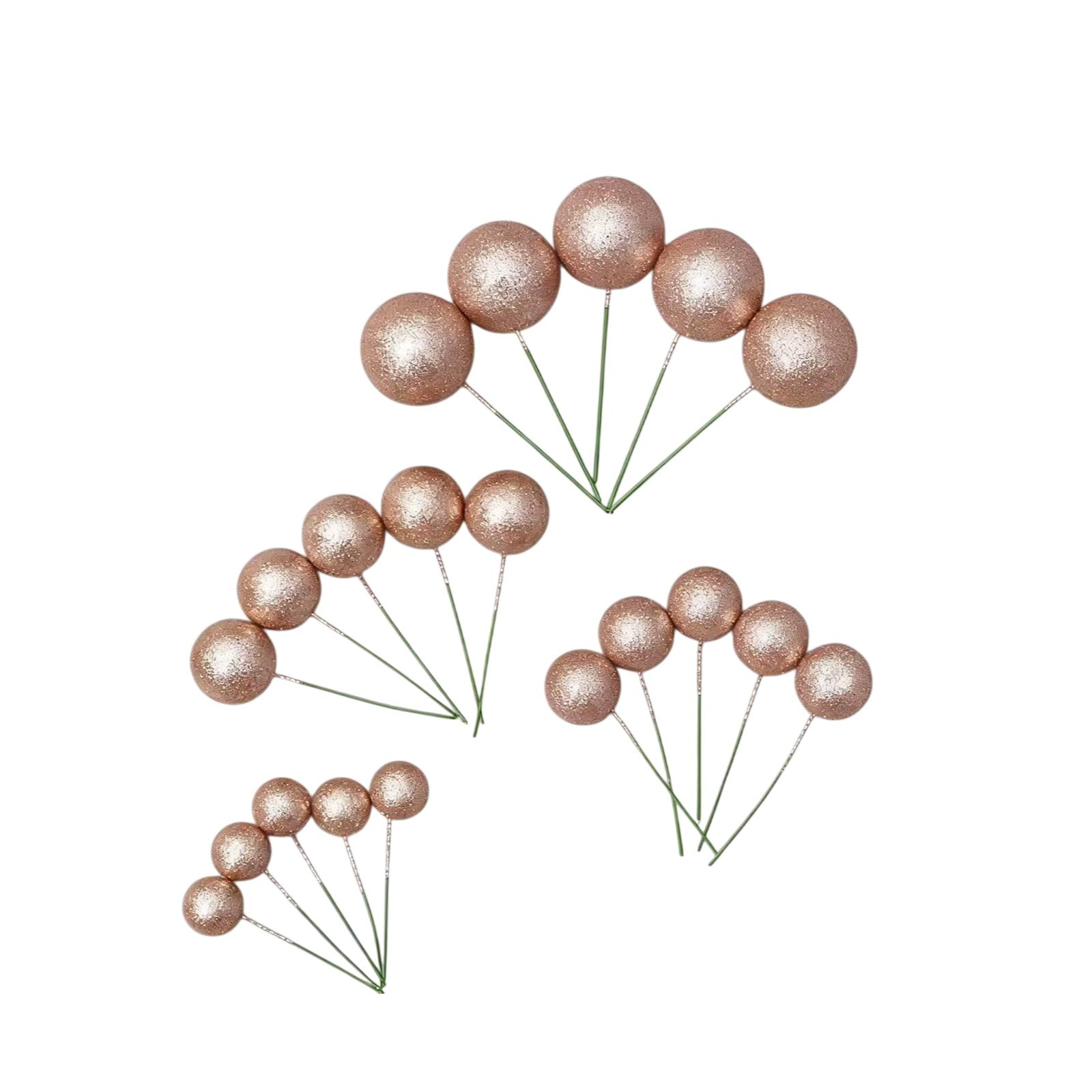 Baking Cake Decorations Colorful Foam Balls and Glitter Balls Birthday Cake Decorations 1 Pack Of 20 Pieces (Rose Gold)