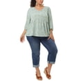 thumbnail image 2 of DARING DIVA Women's Plus Size V Neck Flowy 3/4 Sleeve Floral Blouse 2X Light Blue, 2 of 7