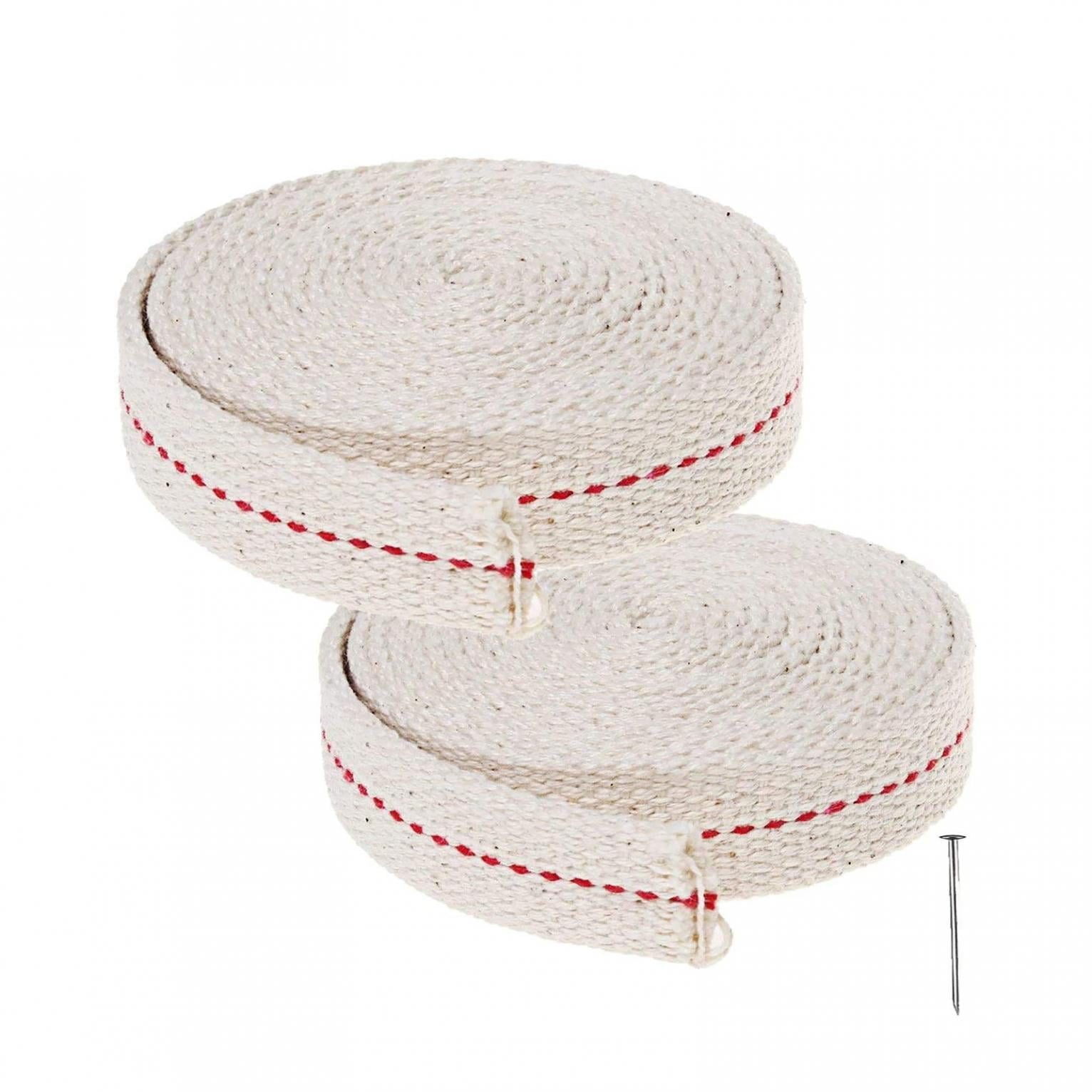 Sufanic Cotton Wick,3.28Ft Flat Cotton Oil Lamp Wicks Roll White for Oil  Lamps and Lanterns with Red Stitch 