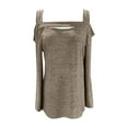 thumbnail image 4 of Women Sweater Tops Casual Sexy Cold Shoulder Long Sleeve Square Collar Sweatshirts Hollow Out Solid Pullover Sweaters, 4 of 4