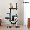 thumbnail image 6 of Vibrant Life 58.5inch Multi Level Cat Tree Tower with Interactive Dangling Ball and Double Base,Gray, 6 of 13