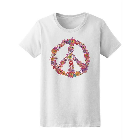 Hippie Peace Flower Symbol T-Shirt Women -Image by Shutterstock, Female Medium