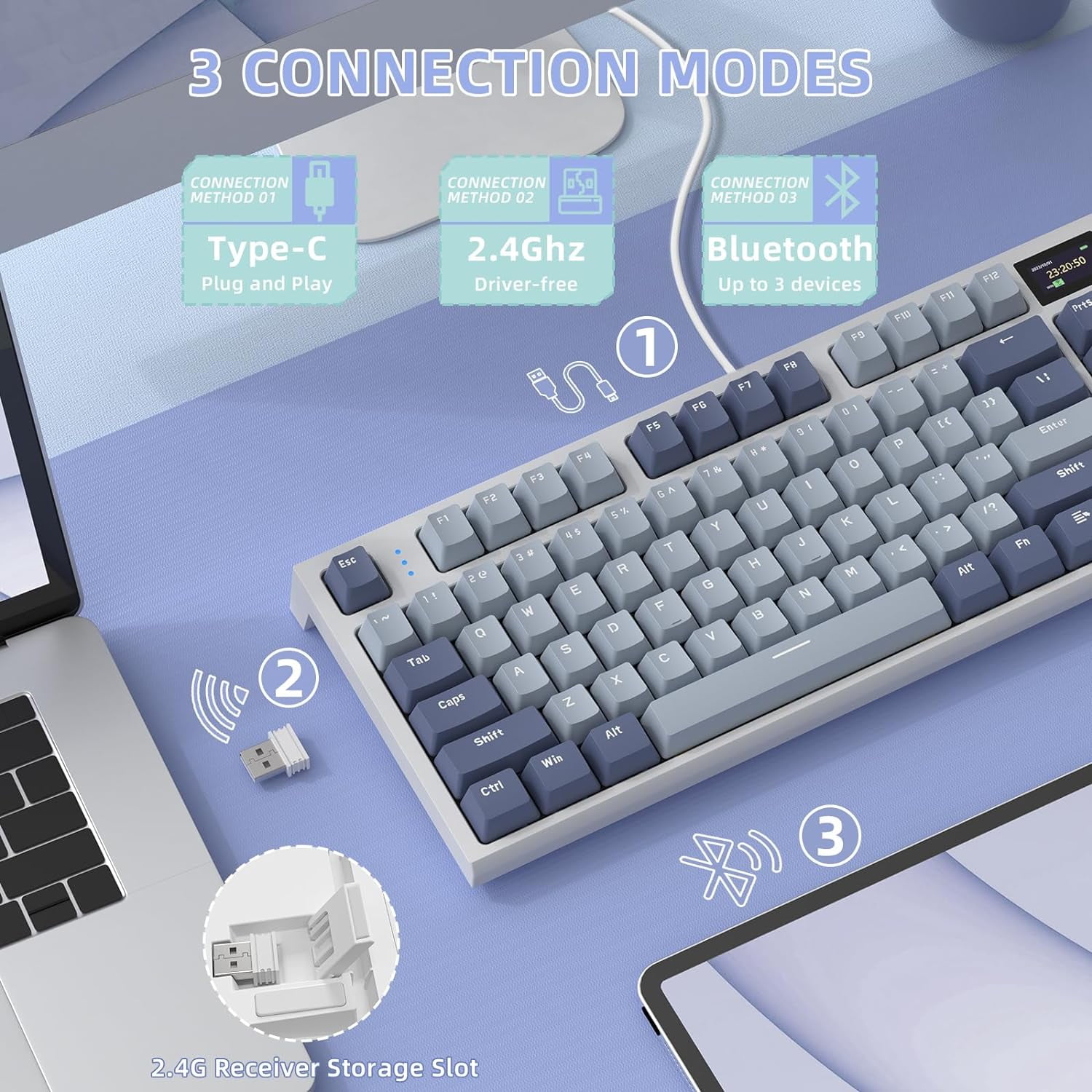 ATTACK SHARK K86 Wireless Mechanical Keyboard 75% with TFT Color Display & Knob Apex Pro TKL, 2.4G/Bluetooth/USB-C Wired RGB Backlit, Hot Swappable
