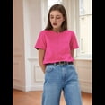 thumbnail image 4 of Camisetas de Corta Extragrandes para Mujer, Cuello Redondo, Holgadas, para Hacer Ejercicio, Informales, de Verano, de Algodón, Color Rojo Rosa, XXXL, 4 of 8