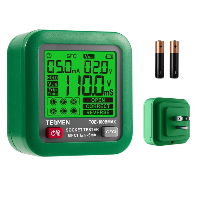 Probador de enchufes TESMEN TOE-100BMAX GFCI Trip Time LCD