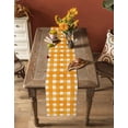 thumbnail image 4 of Orange Plaid Burlap Cotton Table Runner 16x72 Inches Long, Watercolor Grid Checker Gingham Farmhouse Farmhouse Table Runners, Outdoor Dining Tablecloths Decor for Baby Shower/Party/Wedding, 4 of 6