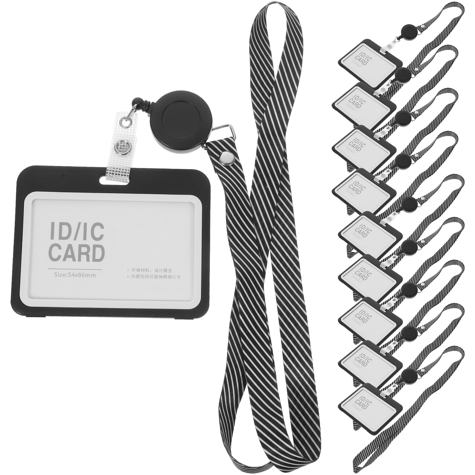 WHAMVOX  10 Sets Anti-scratch Cards Covers Transparent Clear Badge Holders Retractable Black