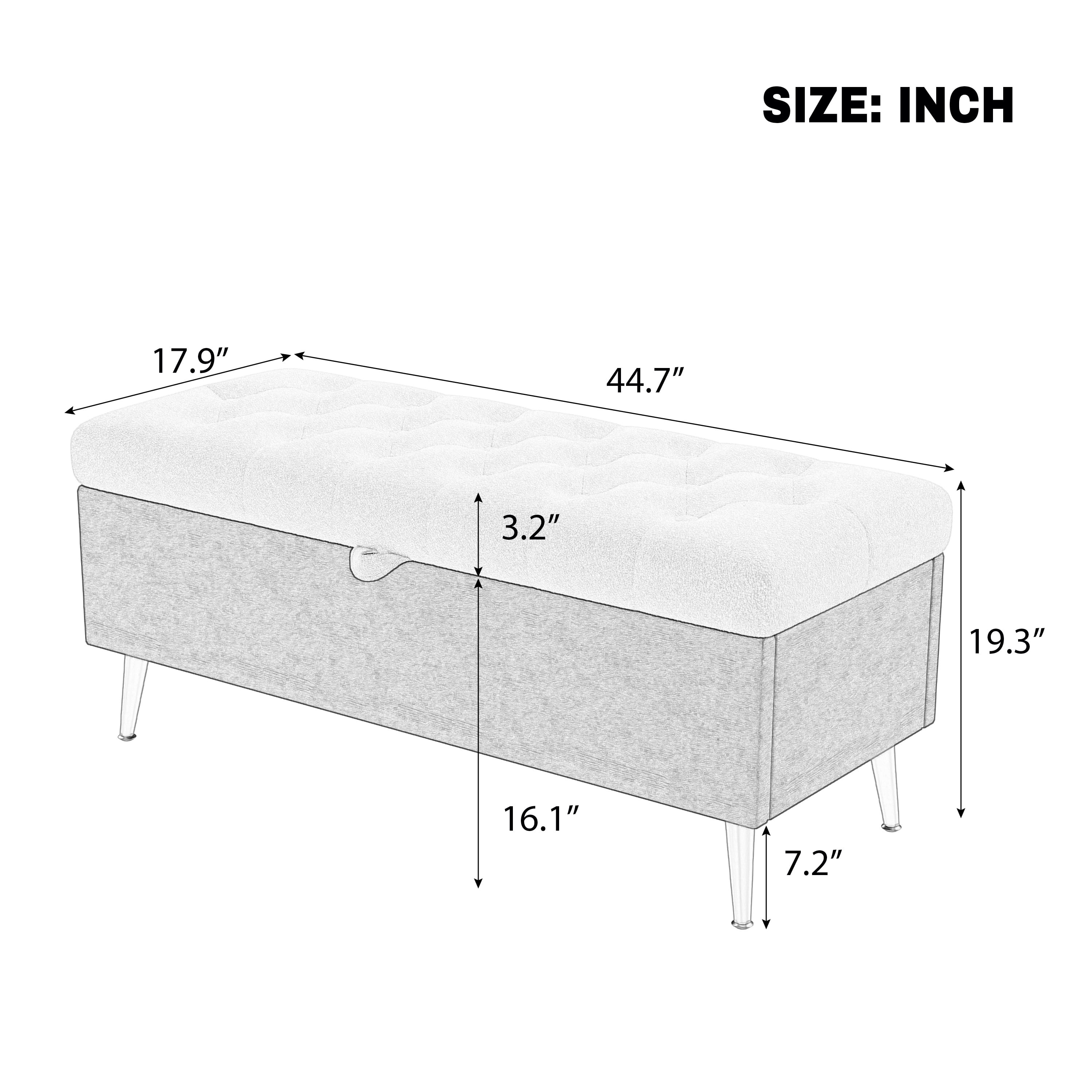 Euroco Modern Storage Ottoman Bench Upholstered Bedroom Bench Entryway Storage Ottoman Tufted Ottoman Bench for Living Room, Bedroom and Entryway, Coffee