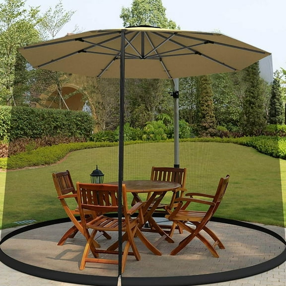 XIAOLE Patio Umbrella Outdoor Table Bug Screen Mesh Black Mosquito Net Canopy Curtains,Adjustable Enclosure Large Umbrella Hanging Tent,200% Polyester Nettinglight Weight Mosquito Netting