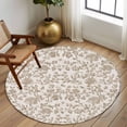 thumbnail image 3 of Pastoral Flowers Washable Round Area Rug 5 ft, Khaki Flower Farm Vintage Linen Texture , Soft Non Slip Rugs Stain Repellent Indoor Felt Carpet for Living Dining Room Bedroom Home Office, 3 of 9