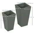 thumbnail image 3 of Outsunny Ensemble de 2 Pots de Fleurs d'Extérieur avec Trous de Drainage, Gris, 3 of 10