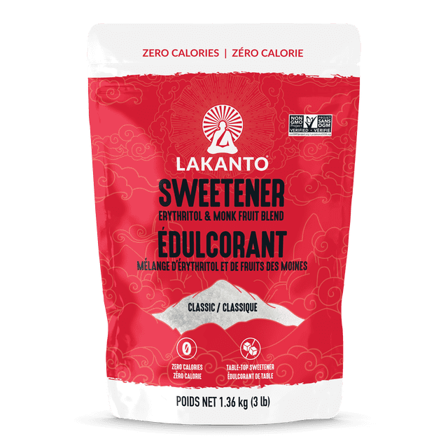 Lakanto Édulcorant Classique au Moine avec Érythritol - Substitut de Sucre Blanc, Zéro Calorie, Compatible Régime Keto, Zéro Glucides Nets, Cuisson, Extrait, Remplacement du Sucre (Classique Blanc - 1,36 kg/3 lb)