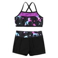 thumbnail image 3 of Linjinx Girls 2pcs Dance Outfit Sequins Mermaid Scales Printed Gym Athletic Set Swimwear Bathing Suit Dark Night Black 10, 3 of 9