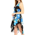 thumbnail image 3 of Sakkas Svana Women's V-neck Spaghetti Strap Floral Print Summer Casual Short Dress - B-Blue - One Size, 3 of 5