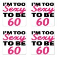 thumbnail image 1 of 60th Birthday Coaster Set of 4, Hot Party Theme Funny Themed Being 60 Years Old Hand Written Words, Square Hardboard Gloss Coasters, Standard Size, Hot Pink and Black, by Ambesonne, 1 of 2