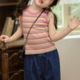 thumbnail image 5 of YABCSAZ Toddler Baby Girls Tank Tops Sleeveless Round Neck Striped Tops Summer Casual Loose Fit T-Shirts Newborn Kids Clothes Size 7-8 Years, 5 of 7