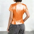 thumbnail image 6 of Miluxas Women's Short Sleeve T Shirts Metallic Shiny Top Casual Round Neck Party Disco Club Tees Orange XXL(XXL), 6 of 6