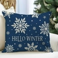 thumbnail image 2 of Hello Winter Snowflake Christmas Pillow Cover 18x18 Inch Navy Blue Christmas Decorations Holiday Decorative Throw Pillow Case for Home Living Room Bedroom Couch Décor, 2 of 6