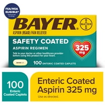 Aspirin Regimen Bayer Regular Dose Pain Reliever Enteric Coated Tablets, 325mg, 100 Count