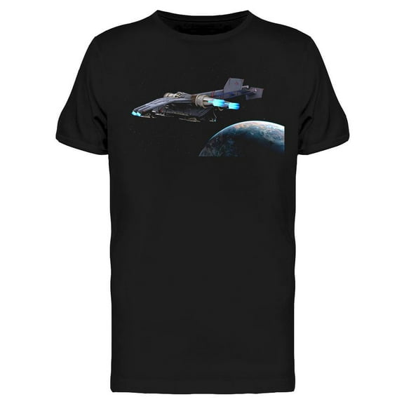 Cool Spaceship Near Earth T-Shirt Men -Image by Shutterstock, Male 3X-Large